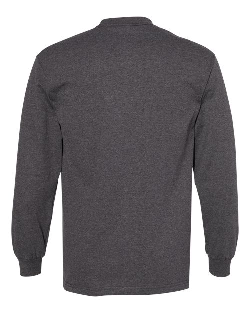 Unisex Heavyweight Cotton Long Sleeve Tee - Heather Charcoal