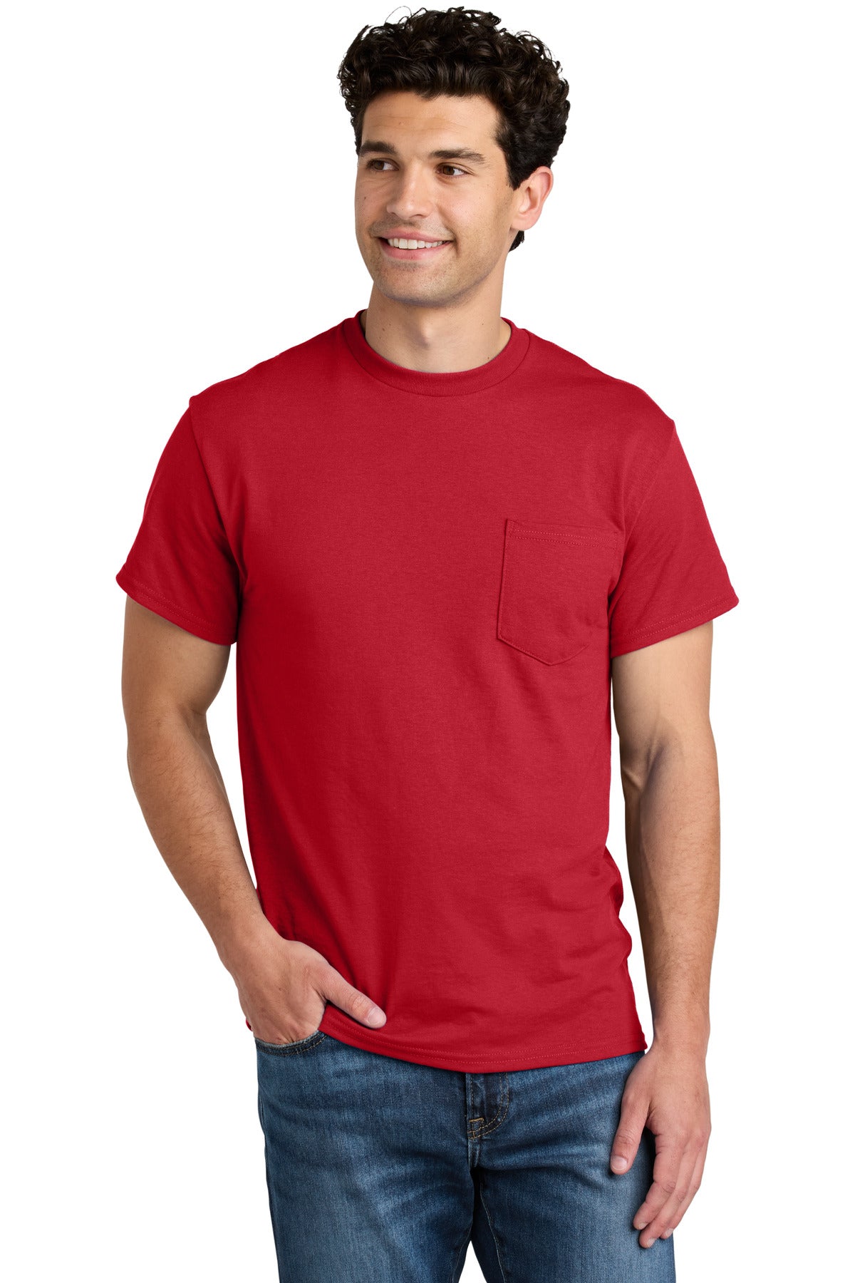 Gildan - DryBlend 50 Cotton/50 Poly Pocket T-Shirt - Red