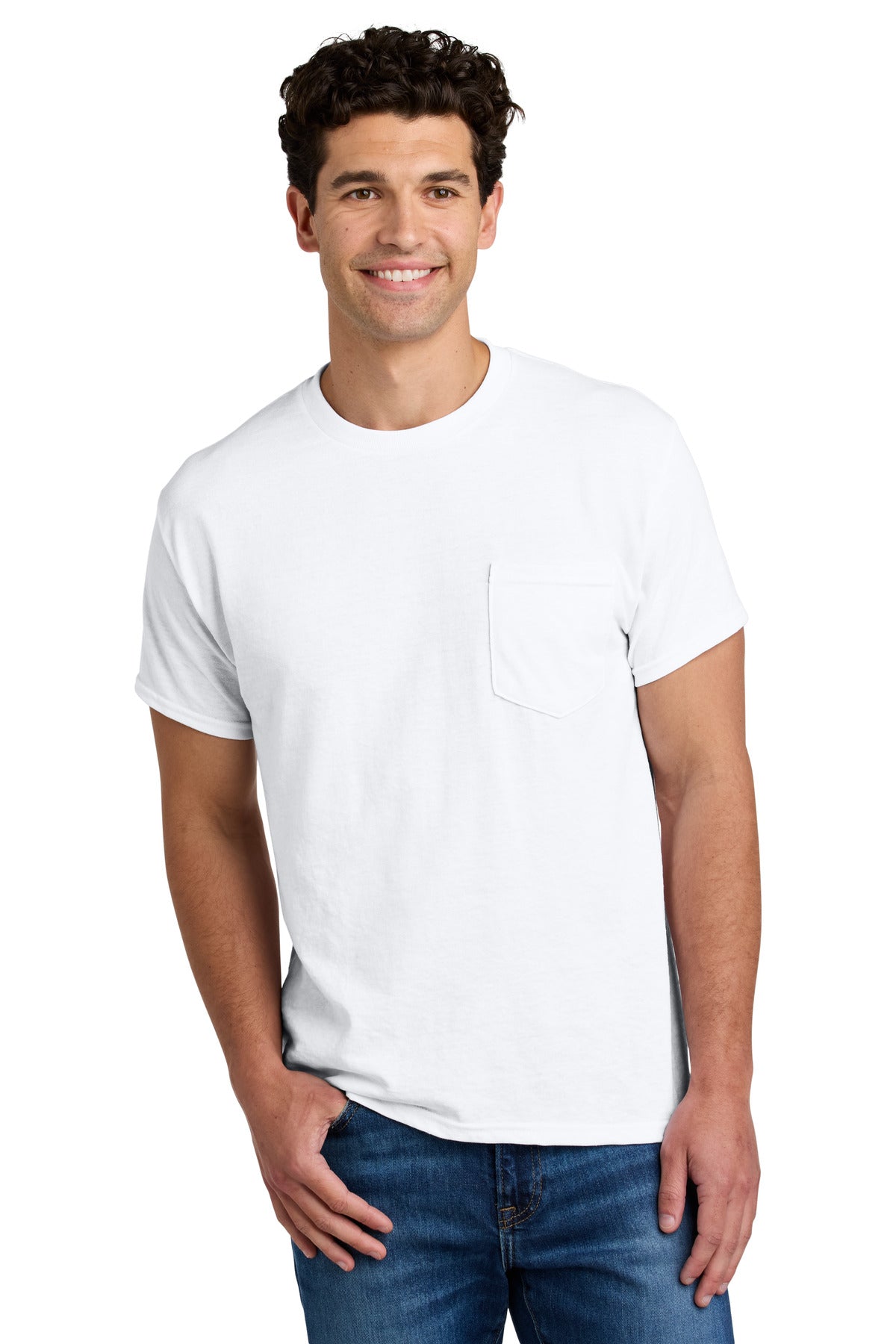 Gildan - DryBlend 50 Cotton/50 Poly Pocket T-Shirt - White