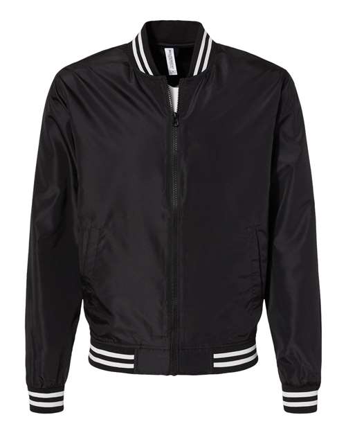 Unisex Lightweight Bomber Jacket - Black/ White Stripe