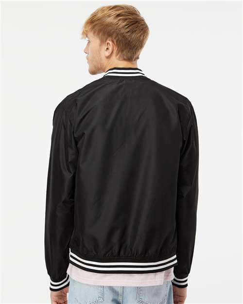 Unisex Lightweight Bomber Jacket - Black/ White Stripe