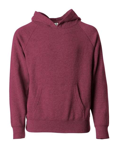 Youth Lightweight Special Blend Raglan Hooded Sweatshirt - Crimson