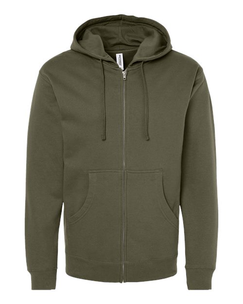 Unisex Midweight Full-Zip Hooded Sweatshirt - Army