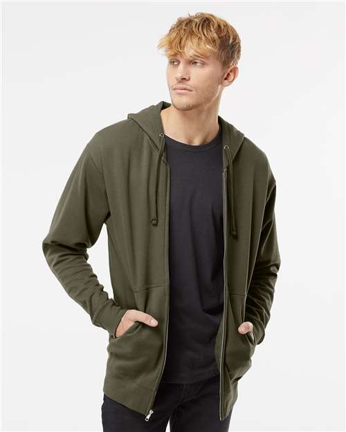 Unisex Midweight Full-Zip Hooded Sweatshirt - Army