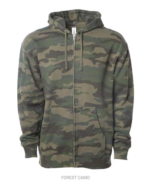 Unisex Midweight Full-Zip Hooded Sweatshirt - Forest Camo