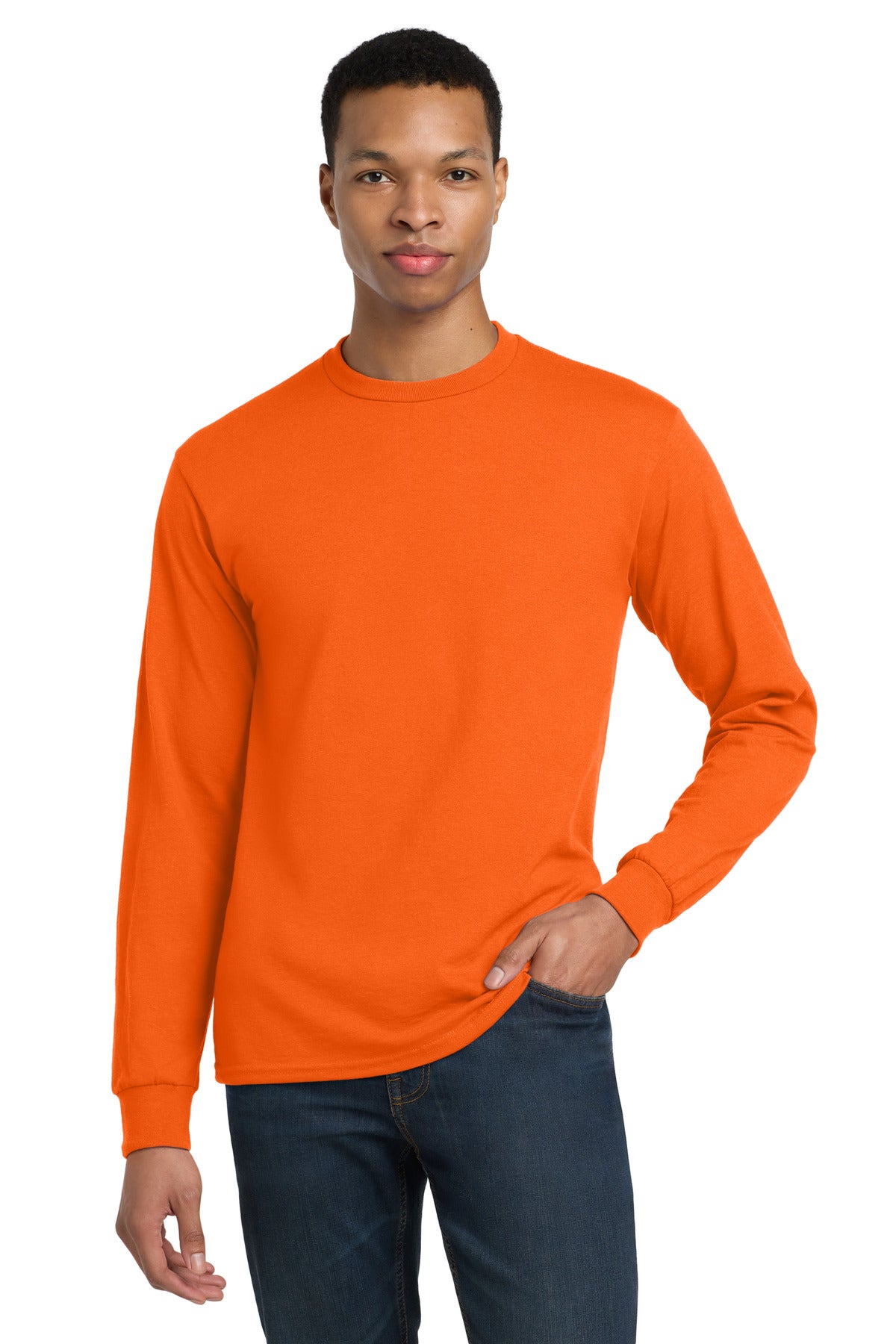 Gildan - DryBlend 50 Cotton/50 Poly Long Sleeve T-Shirt - S. Orange