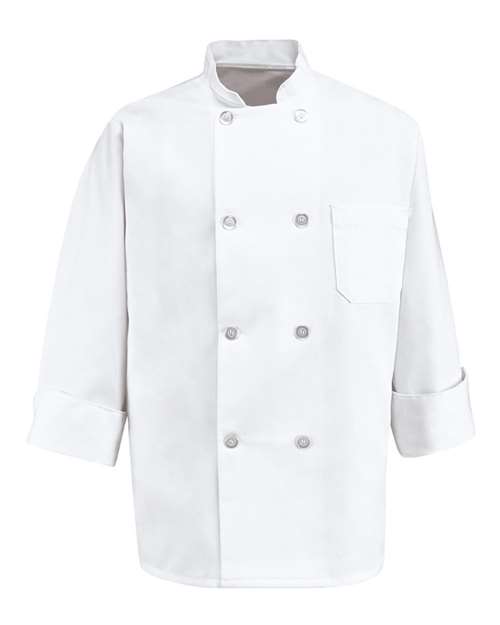 Eight Pearl Button Chef Coat - Tall Sizes - White