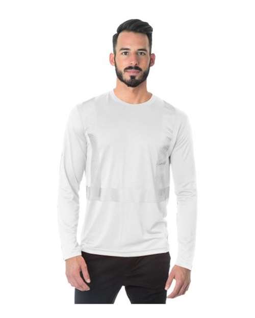 Unisex USA-Made Hi-Visibility Long Sleeve Performance T-Shirt - Segmented Tape - White