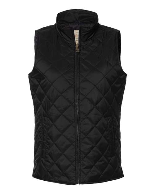 Women's Vintage Diamond Quilted Vest - Black