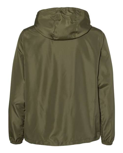Unisex Lightweight Quarter-Zip Windbreaker Pullover Jacket - Army/ Black Zipper