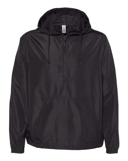 Unisex Lightweight Quarter-Zip Windbreaker Pullover Jacket - Black