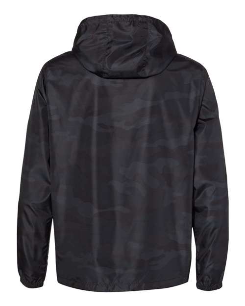 Unisex Lightweight Quarter-Zip Windbreaker Pullover Jacket - Black Camo