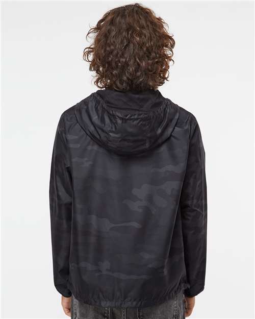 Unisex Lightweight Quarter-Zip Windbreaker Pullover Jacket - Black Camo