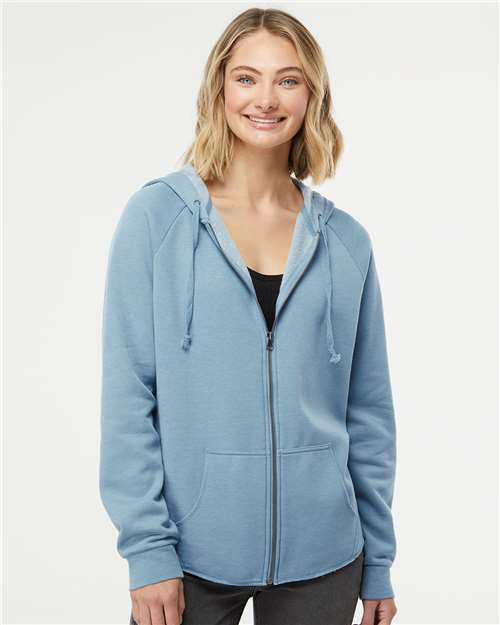 Women's California Wave Wash Full-Zip Hooded Sweatshirt - Misty Blue