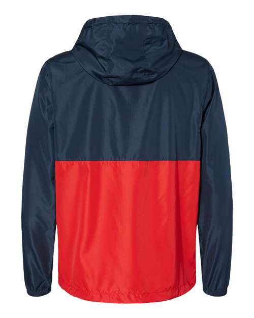 Unisex Lightweight Quarter-Zip Windbreaker Pullover Jacket - Classic Navy/ Red
