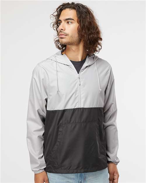 Unisex Lightweight Quarter-Zip Windbreaker Pullover Jacket - Smoke/ Graphite