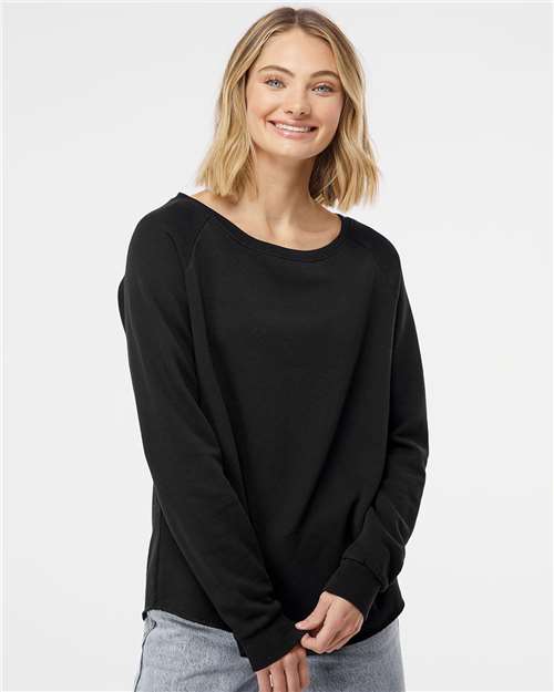 Women's California Wave Wash Crewneck Sweatshirt - Black
