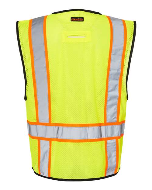 Unisex 6 Pocket Contrast Class 2 Vest - Lime