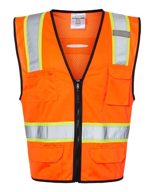 Unisex 6 Pocket Contrast Class 2 Vest - Orange