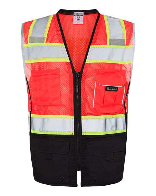 Unisex Premium Black Series® Black Bottom Class 2 Vest - Fluorescent Red (1715)