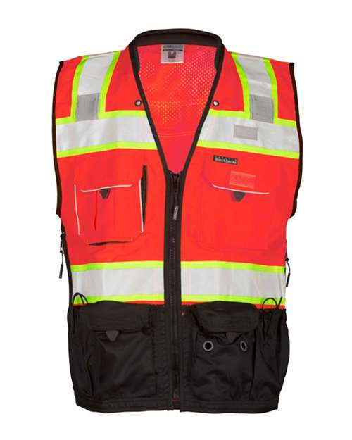 Unisex Premium Black Series® Surveyors Vest - Fluorescent Red (S5702)