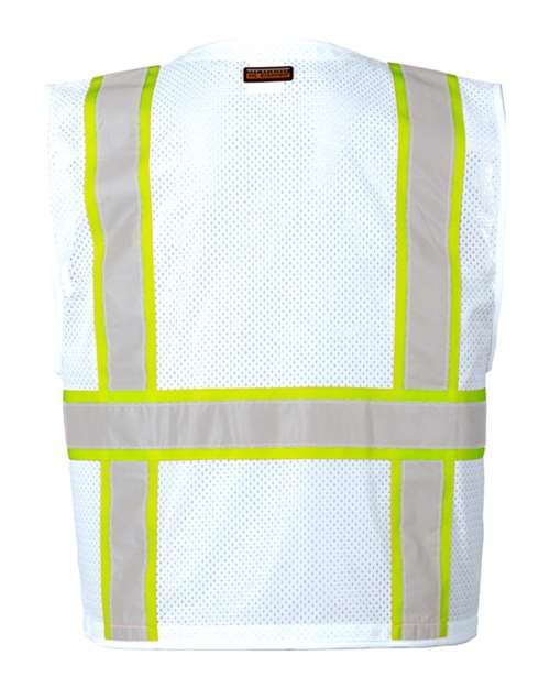 Unisex EV Series® Enhanced Visibility Multi-Pocket Mesh Vest - White - B105