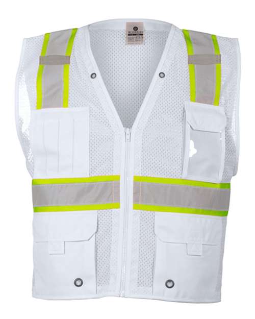 Unisex EV Series® Enhanced Visibility Multi-Pocket Mesh Vest - White - B105