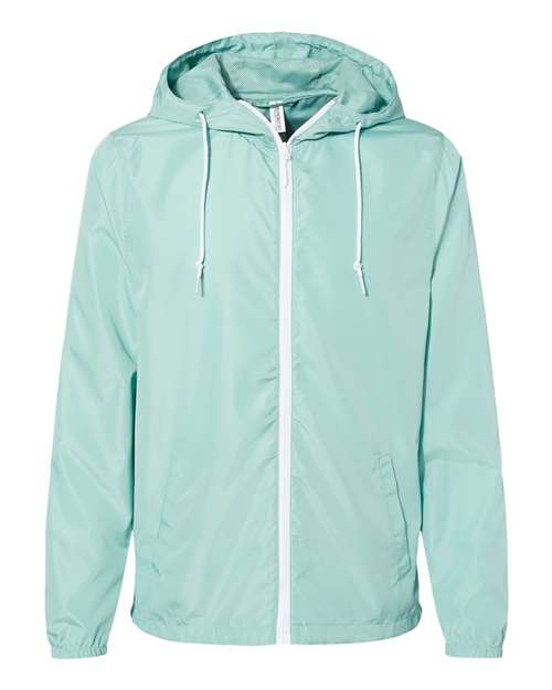 Men's Lightweight Windbreaker Full-Zip Jacket - Aqua/ White Zipper