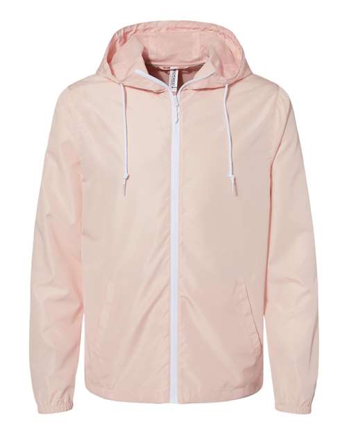 Men's Lightweight Windbreaker Full-Zip Jacket - Blush/ White Zipper
