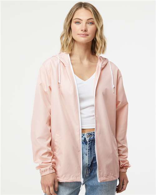Men's Lightweight Windbreaker Full-Zip Jacket - Blush/ White Zipper