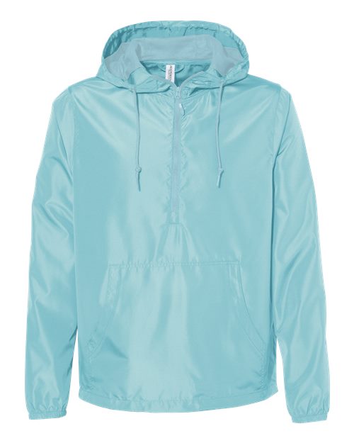 Unisex Lightweight Quarter-Zip Windbreaker Pullover Jacket - Aqua