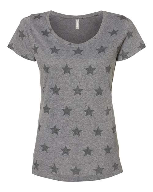 Women's Star Print Scoop Neck Tee - Granite Heather Star
