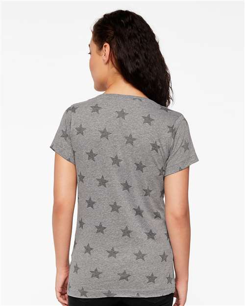 Women's Star Print Scoop Neck Tee - Granite Heather Star