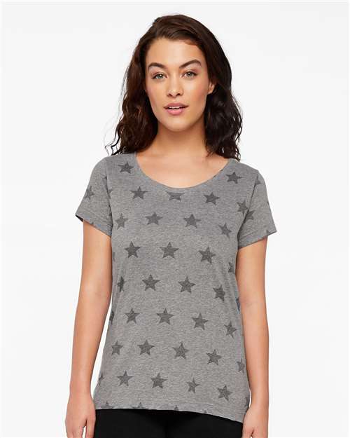Women's Star Print Scoop Neck Tee - Granite Heather Star