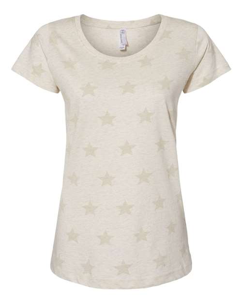Women's Star Print Scoop Neck Tee - Natural Heather Star