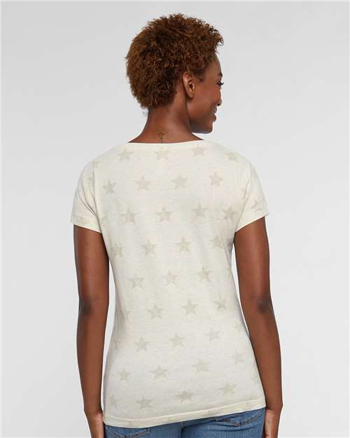 Women's Star Print Scoop Neck Tee - Natural Heather Star