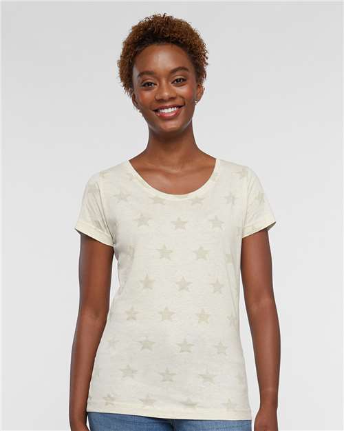 Women's Star Print Scoop Neck Tee - Natural Heather Star