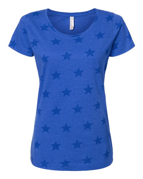 Women's Star Print Scoop Neck Tee - Royal Star
