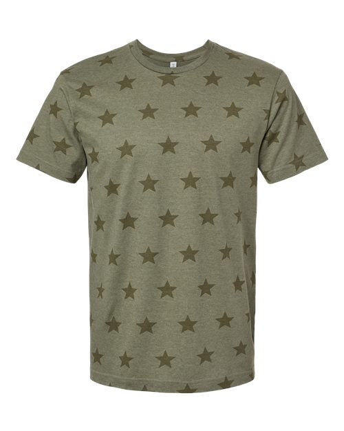 Men's Star Print Tee - Military Green Star