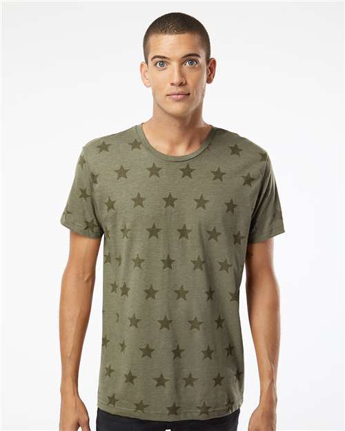 Men's Star Print Tee - Military Green Star
