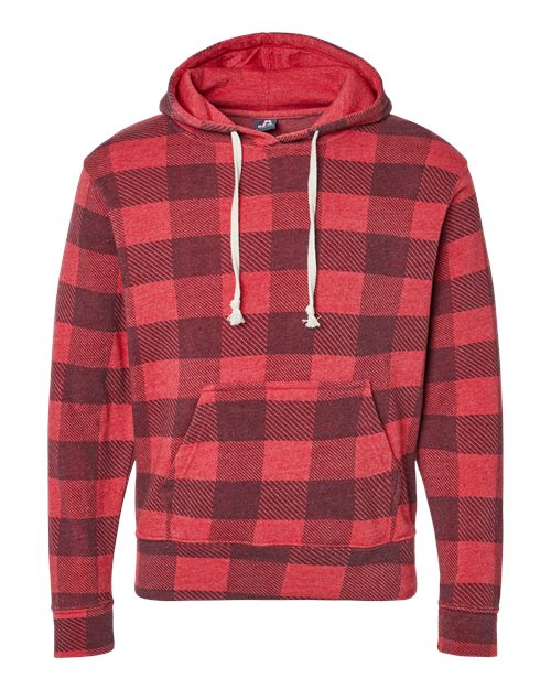 Men's Triblend Fleece Hooded Sweatshirt - Red Triblend Buffalo