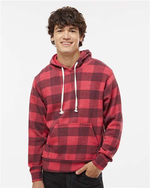 Men's Triblend Fleece Hooded Sweatshirt - Red Triblend Buffalo