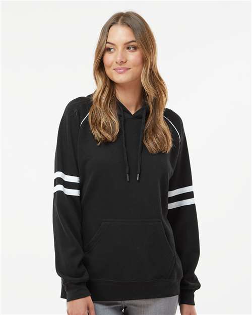 Women's Varsity Fleece Piped Hooded Sweatshirt - Black