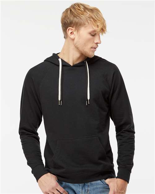 Unisex Icon Lightweight Loopback Terry Hooded Sweatshirt - Black