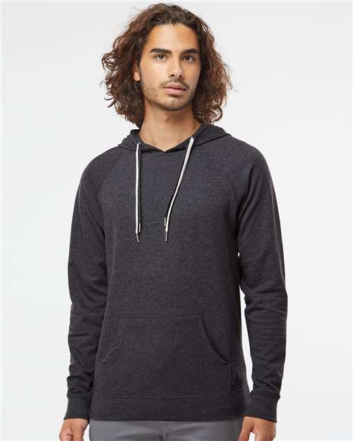 Unisex Icon Lightweight Loopback Terry Hooded Sweatshirt - Charcoal Heather