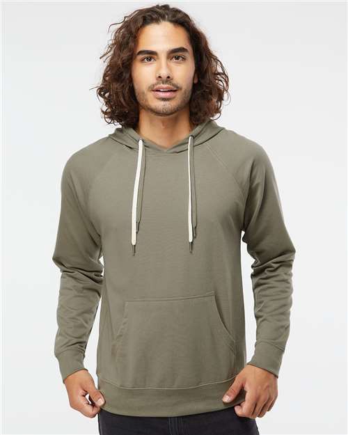 Unisex Icon Lightweight Loopback Terry Hooded Sweatshirt - Olive