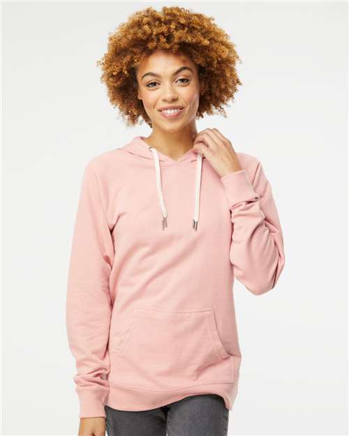 Unisex Icon Lightweight Loopback Terry Hooded Sweatshirt - Rose