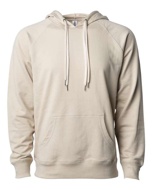 Unisex Icon Lightweight Loopback Terry Hooded Sweatshirt - Sand