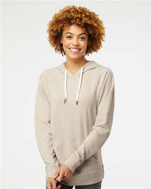 Unisex Icon Lightweight Loopback Terry Hooded Sweatshirt - Sand