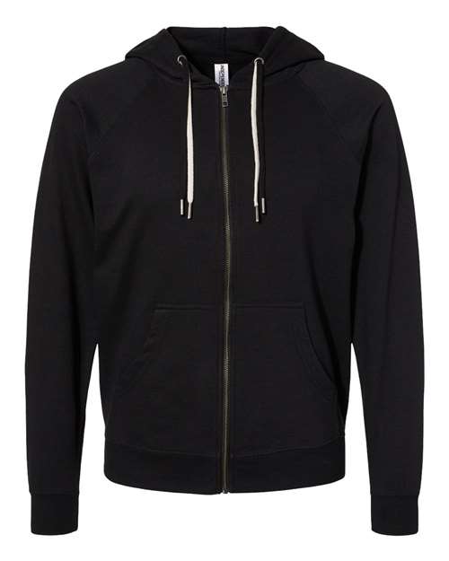 Unisex Icon Lightweight Loopback Terry Full-Zip Hooded Sweatshirt - Black